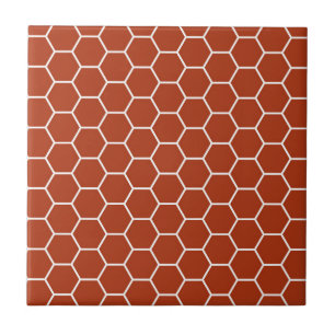 Brick Red Geometric Honeycomb Patroon Tegeltje