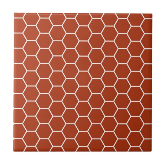 Brick Red Geometric Honeycomb Patroon Tegeltje (Voorkant)