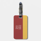 Brick Red Gold Bold Stripe Cusotm Initiaal Kleur Bagagelabel (Achterkant verticaal)