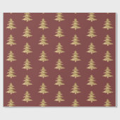 Brick Red Gold Kerstboom Cadeaupapier (Vlak)