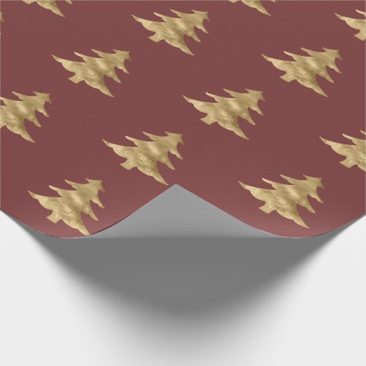 Brick Red Gold Kerstboom Cadeaupapier (Hoek)