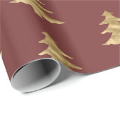 Brick Red Gold Kerstboom Cadeaupapier (Rol Hoek)