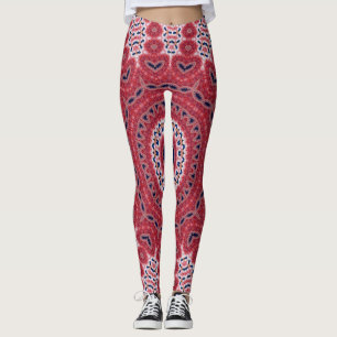 Brick Red Medallion Pattern Yoga Leggings