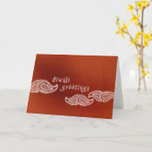 Brick Red Paisleys Diwali Kaart (Gele Bloem)