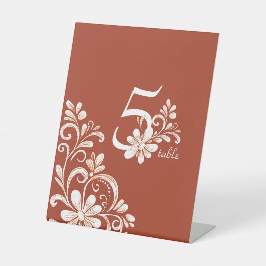 Brick Red Shabby Chic Wedding Table Sign Reclamebord Met Voetstuk (Voorkant)