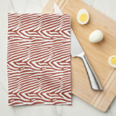BRICK RED ZEBRA STRIPES THEEDOEK (Quarter Fold)