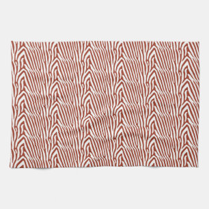BRICK RED ZEBRA STRIPES THEEDOEK