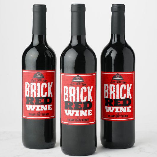 Brick rode wijn brandweerman wijn fles labels wijn etiket