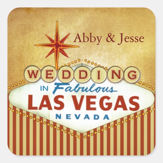 Brick rood en goud Las Vegas Vierkante Sticker (Voorkant)