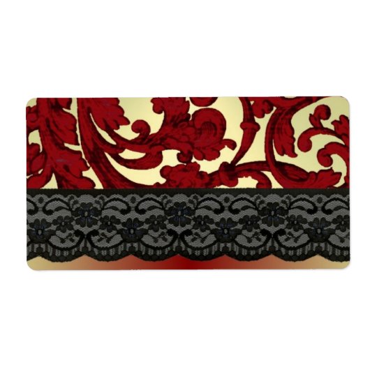 Brick rood & gouden damast etiket (Voorkant)