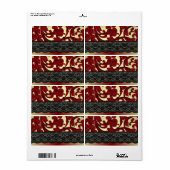 Brick rood & gouden damast etiket (Full Sheet)