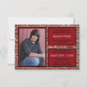 Brick, rood & zwart met foto-3x5Afstudeerder aanko Kaart (Voorkant)