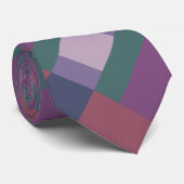 Brick Roze Paars Blauw Groen Blok Druk Stropdas (Opgerold)