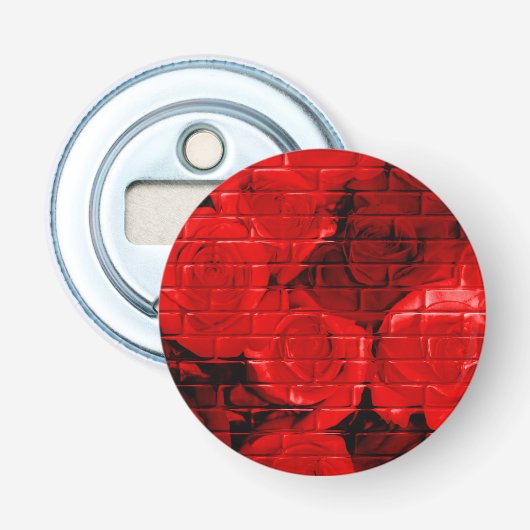 Brick Rozen 02 Rood-ronde flesopening Button Flesopener (Voorkant)