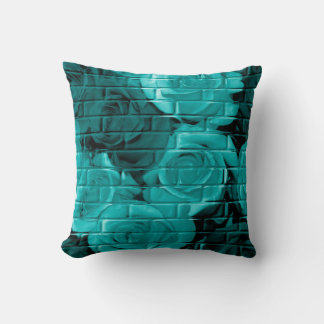 Brick-Rozen 03-Blauwgroen-Vierkant Sierkussen