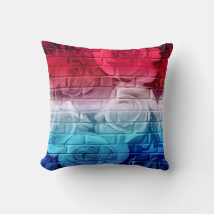 Brick-Rozen 11-rood wit blauw-vierkant Sierkussen