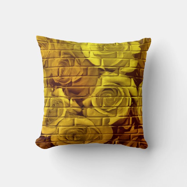 Brick-Rozen 12-Golden-Square Sierkussen (Voorkant)