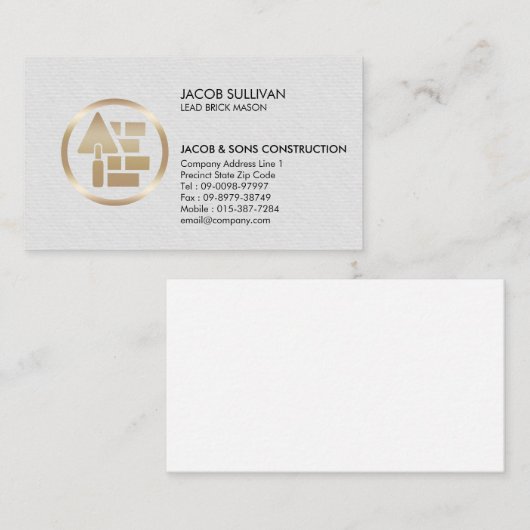 Brick Stone Mason Masonry Construction Visitekaartje (Voorkant / Achterkant)