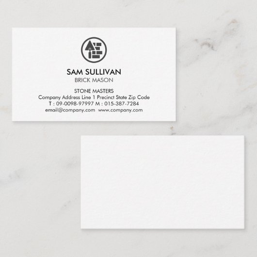Brick Stone Mason Masonry Construction Visitekaartje (Voorkant / Achterkant)
