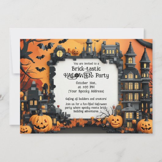 Brick-tastic HALLOWEEN Party Invitation Kaart (Voorkant)