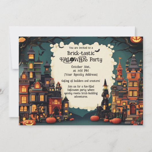Brick-tastic HALLOWEEN Party Invitation Kaart (Voorkant)