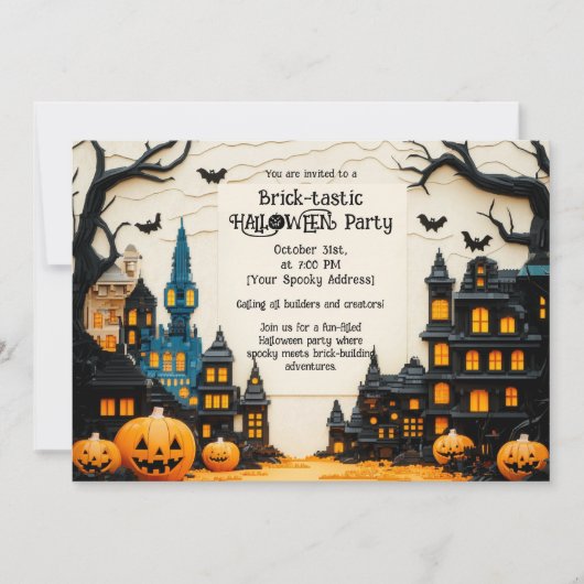 Brick-tastic HALLOWEEN Party Invitation Kaart (Voorkant)