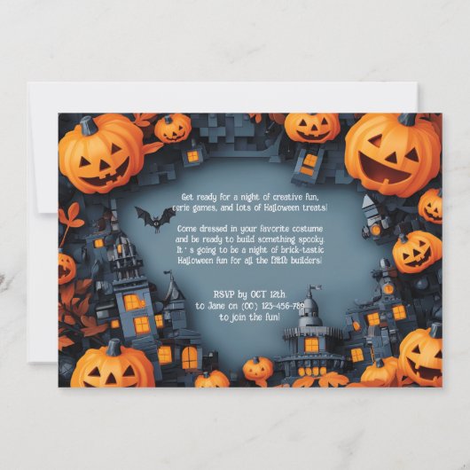 Brick-tastic HALLOWEEN Party Invitation Kaart (Achterkant)