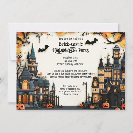 Brick-tastic HALLOWEEN Party Invitation Kaart (Voorkant)