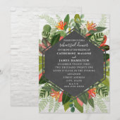 Brick Tropische Botanische Bruiloft repetitie dine Kaart (Voorkant / Achterkant)