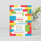 Brick-uitnodigingen bouwen, Boy Birthday nodigt ui Kaart (Staand voorkant)