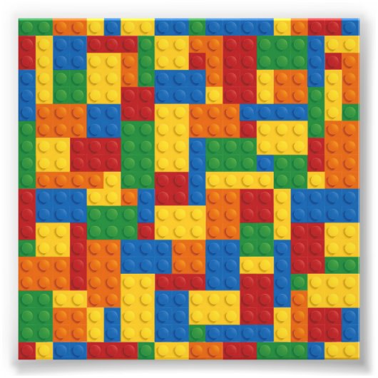 Brick Vector Grafisch COLORFUL RECTANGLES SQU Foto Afdruk (Voorkant)