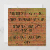 Brick Wall 18th Birthday Invitation Kaart (Achterkant)