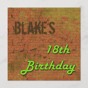 Brick Wall 18th Birthday Invitation Kaart