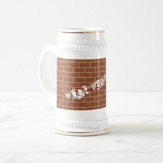 Brick Wall Beer Stein met aangepaste tekst Bierpul (Voorkant links)