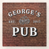 Brick Wall Bierglazen Uw Pub Jaar Vastgesteld Glazen Onderzetter (Voorkant)