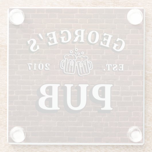 Brick Wall Bierglazen Uw Pub Jaar Vastgesteld Glazen Onderzetter (Achterkant)