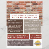 Brick Wall, bouwbedrijf, bouwstenen Adverteren Flyer (Voorkant)