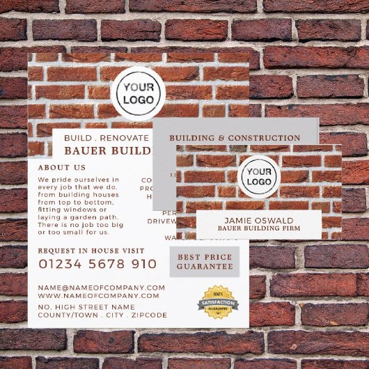Brick Wall, bouwvakkers Logo, bouwstenen Visitekaartje
