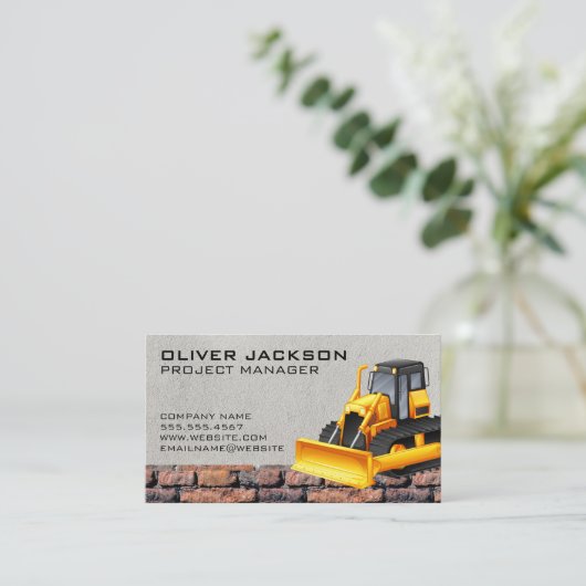 Brick Wall | Bouwvoertuigen Visitekaartje (Staand voorkant)