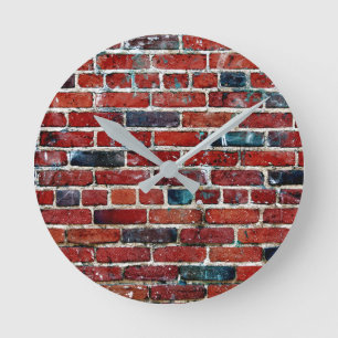 Brick Wall Cool Textielpatroon Ronde Klok