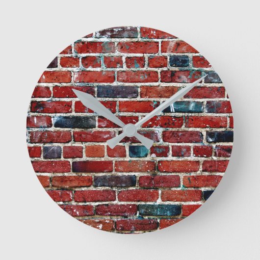 Brick Wall Cool Textielpatroon Ronde Klok (Voorkant)