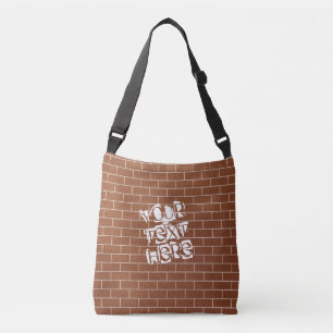 Brick Wall Crossbody Bag Brown - aangepaste tekst Crossbody Tas