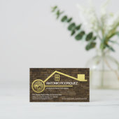 Brick Wall Faux Gold Home Border Builder Handyman Visitekaartje (Staand voorkant)