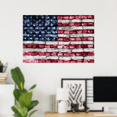 Brick wall flag of the United States of America Poster (Thuiskantoor)