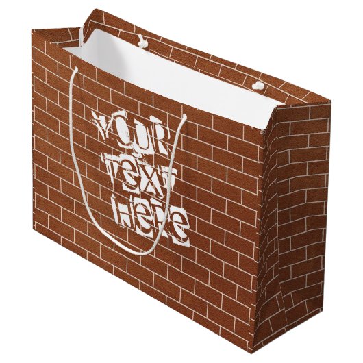 Brick Wall Gift Bag met aangepaste tekst Groot Cadeauzakje (Voorkant Gekanteld)