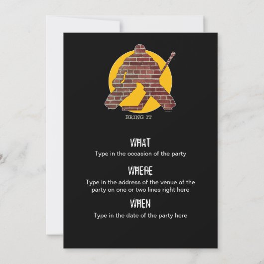 Brick Wall Goalie Party uitnodiging (Achterkant)