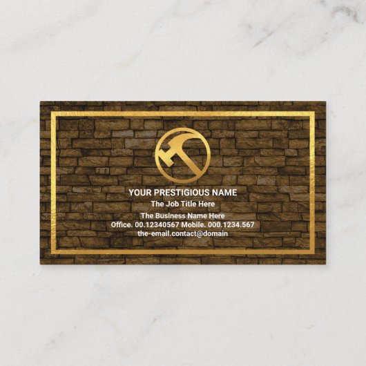 Brick Wall Gold Lijst Masonry Contractor Visitekaartje (Achterkant)