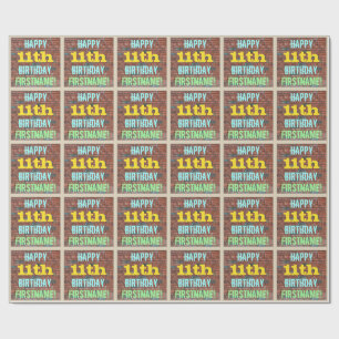 Brick Wall Graffiti geïnspireerd 11e verjaardag +  Cadeaupapier