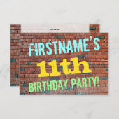 Brick Wall Graffiti geïnspireerd 11e verjaardag +  Kaart (Voorkant / Achterkant)