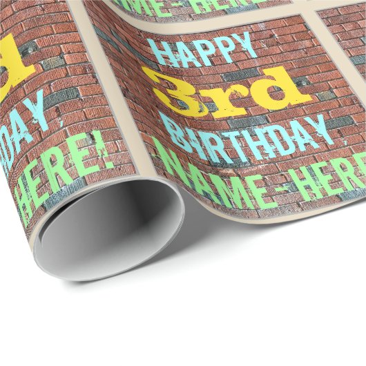 Brick Wall Graffiti geïnspireerd 3e verjaardag + n Cadeaupapier (Rol Hoek)